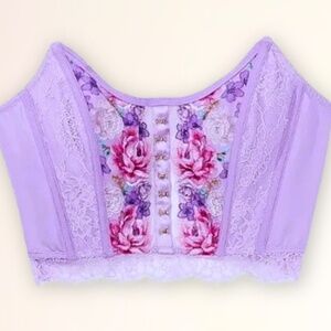 Victoria’s Secret Dream Angels Top Purple Lace Floral Corset XS Coquette 32A 32B